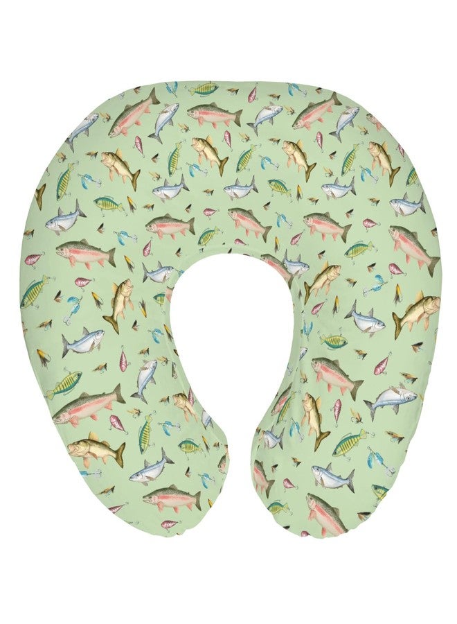 ZoUbqchY Fishing Baby Nursing Pillow Covers for Boy Girl Freshwater Fishes Lures Nursing Slipcovers for Breastfeeding Pillows Soft Stretchy Lake Outdoors Fishing Lovers Gift Removable Cover for Newborn Infant - Image 1